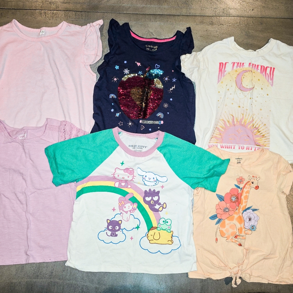 Cute Kids' T-Shirt Bundle - Pink, black, White, Green